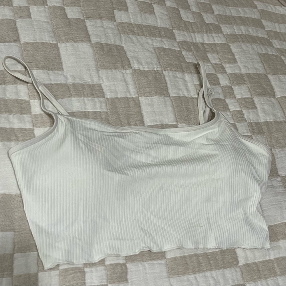 PacSun White Ribbed Bikini Top